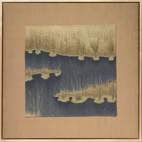 Edge of the Pond 3
Wool, silk and linen
36” x 36” framed, 2009
silk, maple mounting